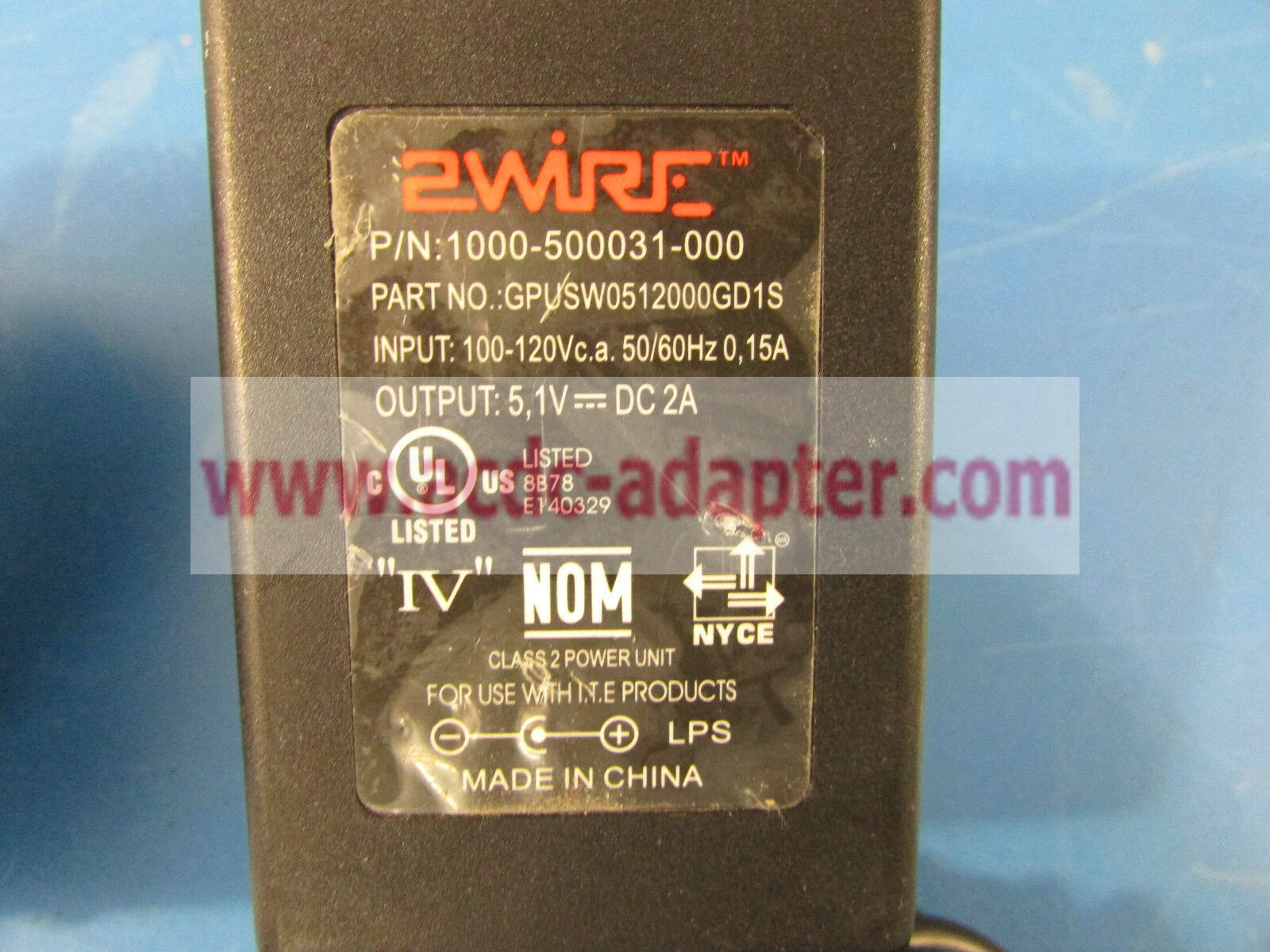 NEW 2Wire GPUSW0512000GD1S 1000-500031-000 AC Power Supply Adapter 5.1V 2A